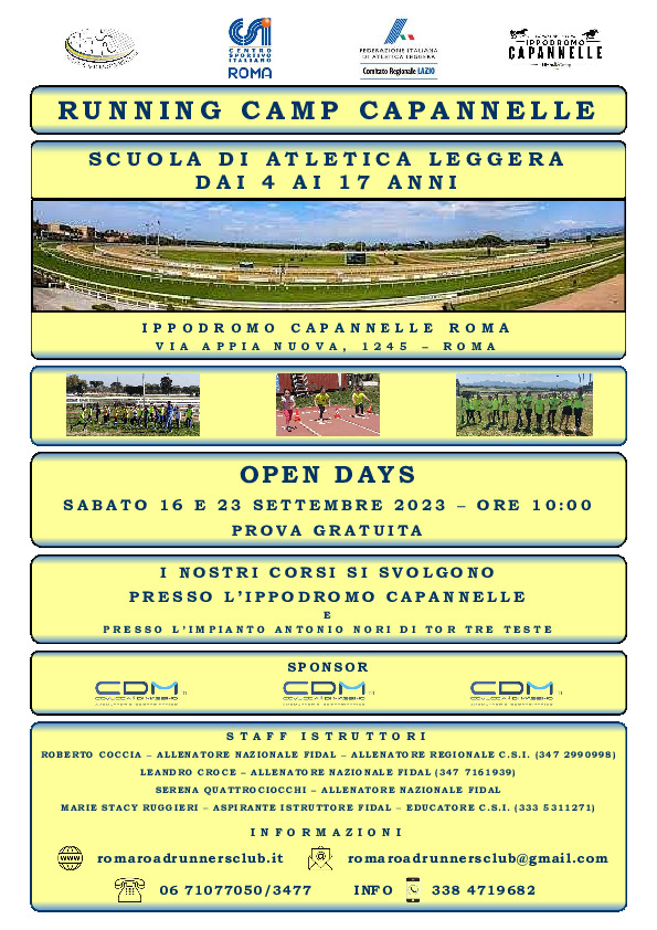 Locandina Open Day scuola di atletica 2022 - 2023